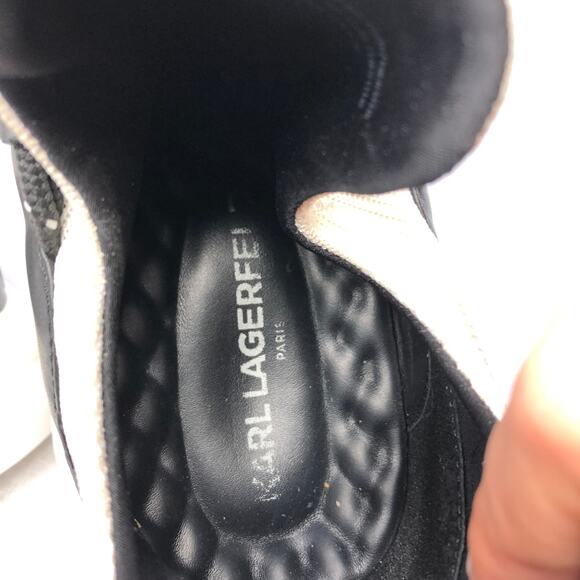Karl Lagerfeld Sneakers Black White Mesh LeatherIiconic Street Style 10 - Picture 9 of 13